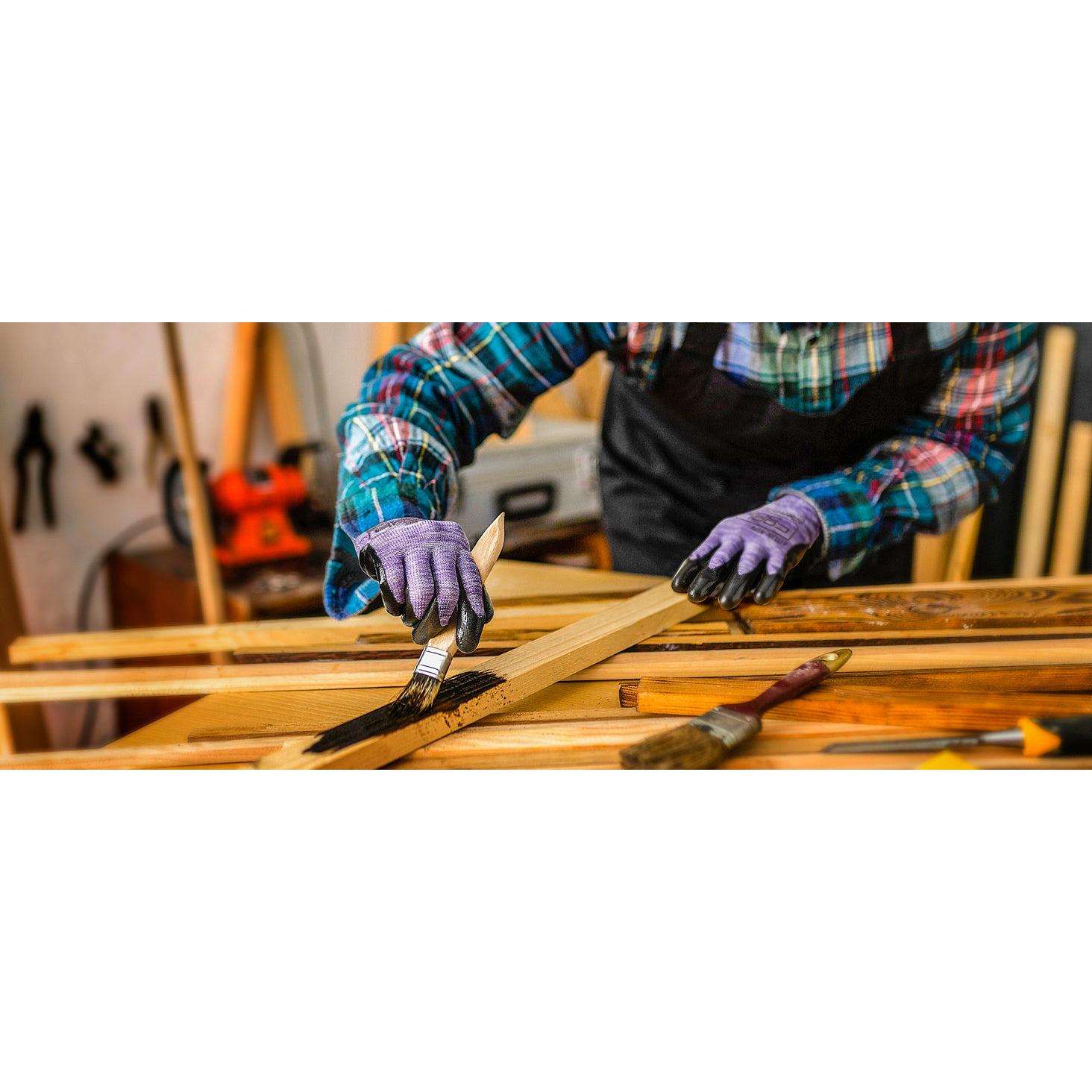 COOLJOB 10 Pairs Nitrile Dipped Safety Work Gloves with Grip, Non-slip Rubber Coated Bulk Garden Gloves(Pink&Purple)