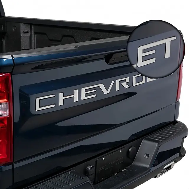 3D tailgate letters stickers exterior accessories Compatible with 2019 2020 2021 2022 2023 2024 2025 Chevy Silverado Tailgate Strong Adhesive Back Factory Look Accessory Chrome Silver Car Decals Truck Decals