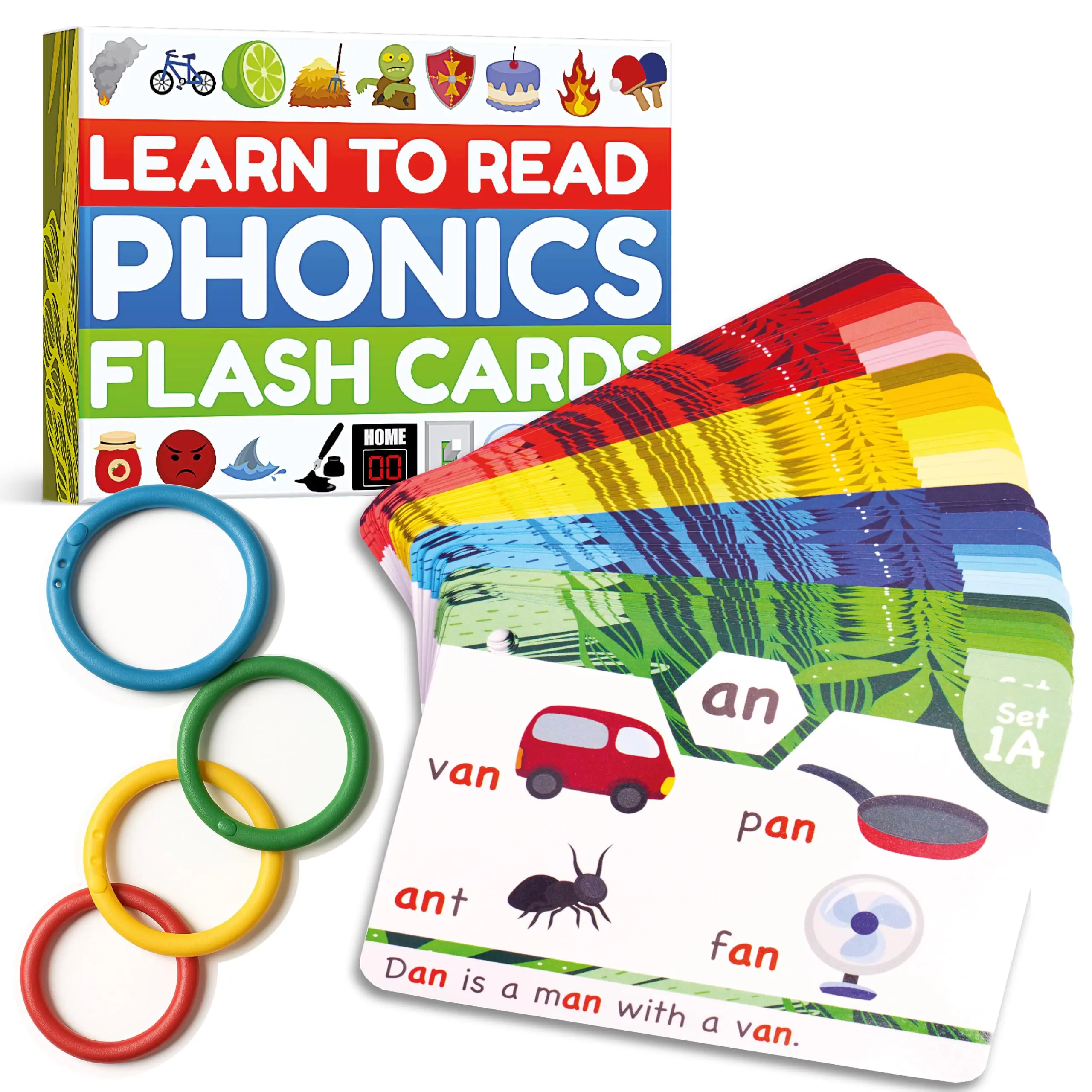 Phonics Flash Cards, Early Alphabet Learning Flashcards, Educational Preschool Learning Toy for Boys & Girls Ages 1-6