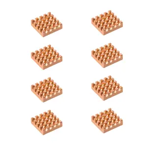 52Pi 8PCS Pure Copper Heatsinks 15x15x5mm with Thermal Conductive Adhesive Tape for Electronic Chip Cooling,compatible with Raspberry Pi/Orange Pi/Rock Pi/Banana Pi/Tinker Board/PCB Board