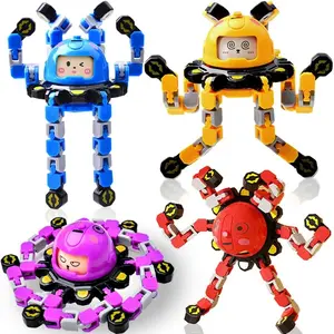 4Pcs Transformable Fidget Spinners for Kids Fidget Toys Teens Adults Sensory Toys with Autism ADHD Stocking Stuffers Bulk Gifts for Boys Girls Party Favors Travel Activities