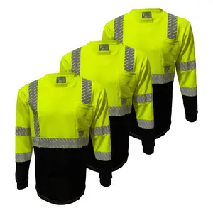 3 PACK SHIRT CLASS III Hi visibility reflective safety shirt left hand pocket with heat transfer reflector