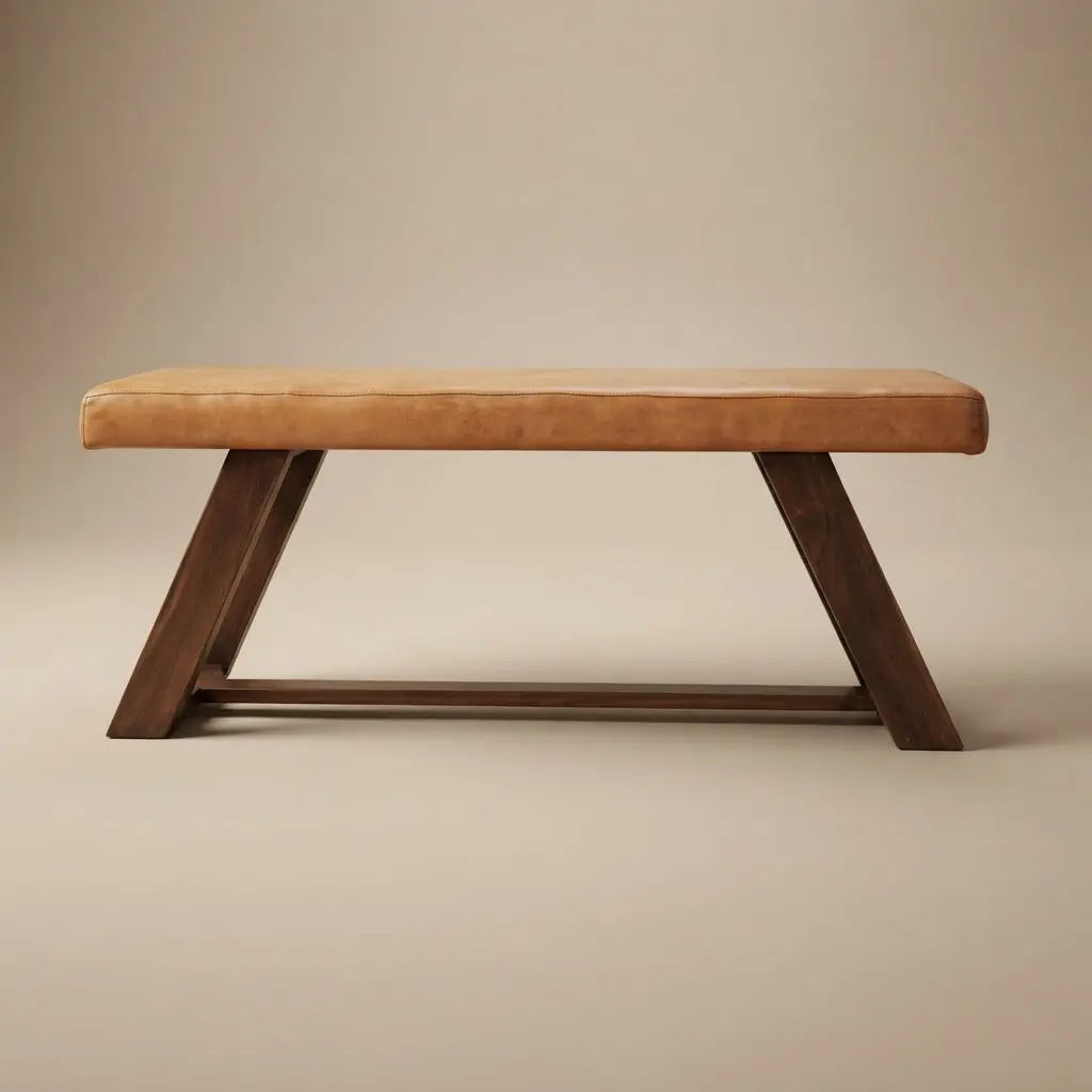 Pinrag Genuine Tan Leather Bench