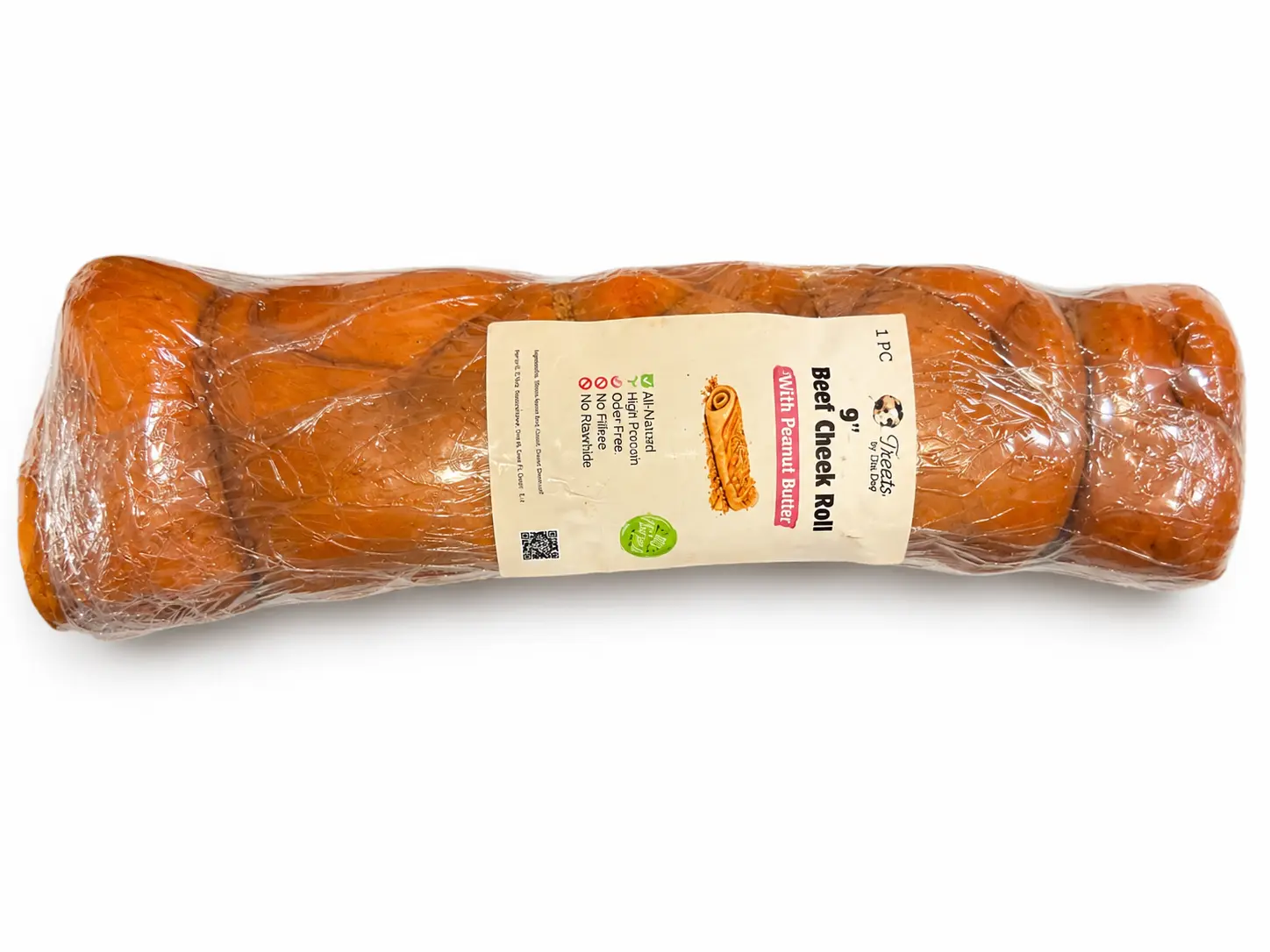 Beef Cheek Roll with Peanut Butter, Long Lasting Natural Dog Chew, Treats by Diva Dog