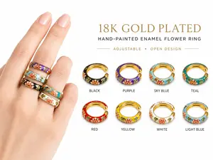 Flower Drip Oil Ring Women's Colored Enamel Chinese Style Ring