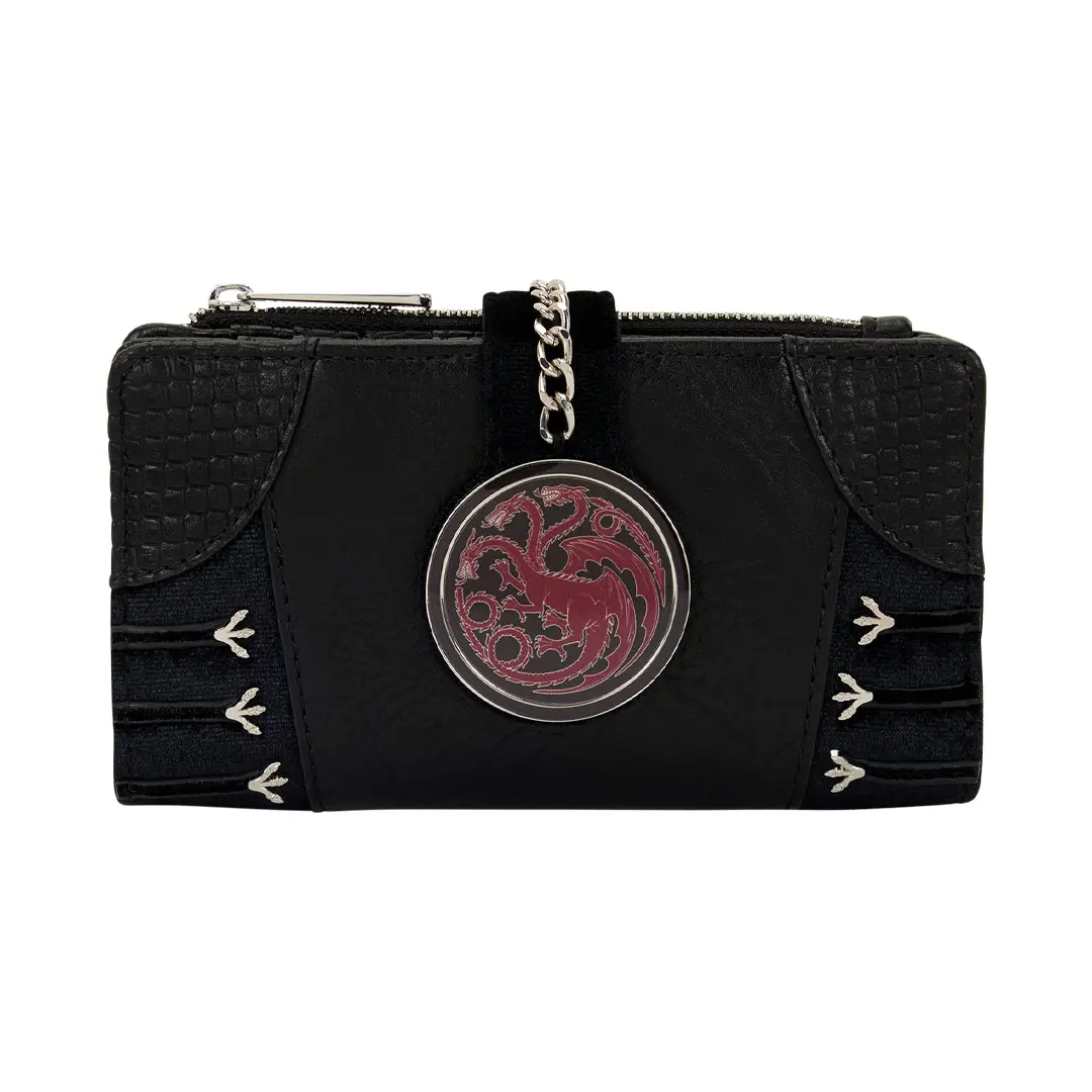 Loungefly HBO House of the Dragon House Targaryen Flap Dragon Embroidered Fantasy-Themed Luxury Faux PU Leather Men's Wallet, Dragon Embroidered Men's Wallets, Fantasy-Themed Men's Wallets