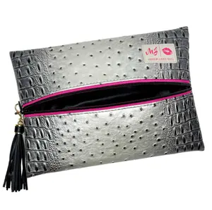 Makeup Junkie Bags - Chrome Pink - Handmade in Texas, Patented Lay-Flat Design, Lifetime Warranty