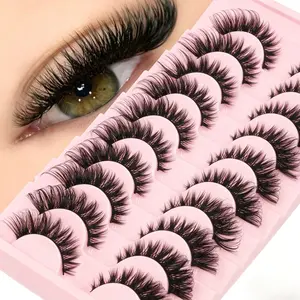 10 Pairs Of Perfect Makeup Faux Mink Eyelashes - Luxurious & Wispy & Fluffy Cat Eye Style, Natural Look Strip Lashes, D Curl, Fragrance-Free, Voluminous Multi-Pair Pack For Dramatic Eye Enhancement Strip Lashes,Lashes,Eyelashes,Fake Lashes,Eyelash Falsies