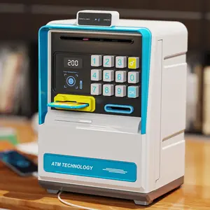 Simulated Face Recognition ATM Machine, Password Piggy Bank, Intelligent Automatic Banknote Rolling Money Box, Home Decor, Gift for Kids