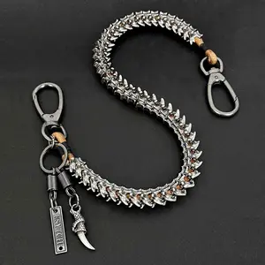 Mens Steampunk Rock Biker Jeans Pants Chain Studs Wallet Chain Keel Key Chain