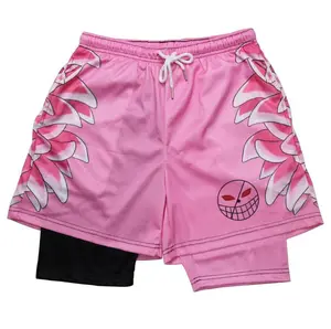 2024 New Summer Baki Hanma 3D Quick Dry Shorts Adult double Deck Beach Pants Athletic Summer Shorts