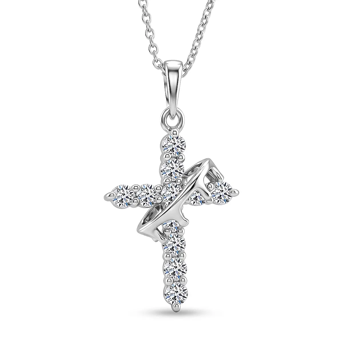 Luxuriant Lab Grown Diamond (G-H, SI) Pendant Necklace (20 Inches) in Rhodium Over Sterling Silver 0.50 ctw