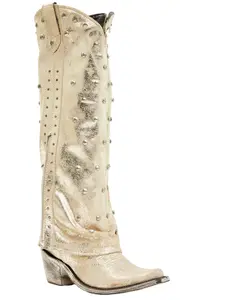 Liberty Black Women's Danet Tall Studded Western Boot Round Toe - Lb-7129183-Gold
