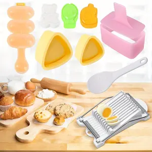 8 Pcs Rice Mold Rice Dumplings Sushi Production Kit Production Device Pressure Ball Group Mold Lunch Meat Slice Machine DIY Sushi Production Tool Kit Is Suitable for Home Kitchen Restaurants Egg Plastic Ladle Round summervibes