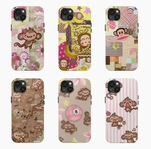Monkichi Cutest Design Tough Phone Case, Monkey Funny Collage Case Cover Suitable for iPhone 17-11 Pro Max/Plus