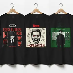 Breaking Bad Walter White Heisenberg Peaky Blinders Thomas Shelby Homelander The Boys Graphic T-Shirt Unisex Soft Cotton Crewneck Casual Top Man Menswear Breathable Classic Day Grey Joggers Long Love Print