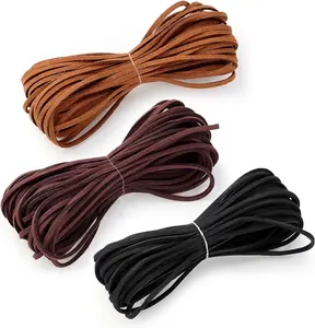 Tenalleys Leather String Suede Cord Leather Cords Rope String for Jewelry Making Necklace Bracelet Art Crafts Beading (3 Colors,3mm x 10.9 Yard)
