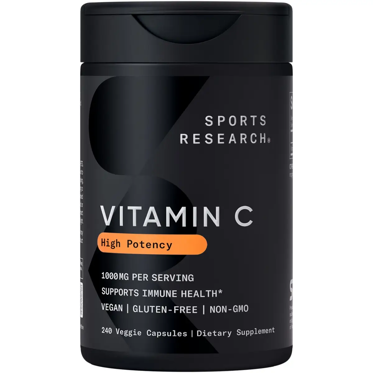 Sports Research Vitamin C Supplement - Vegan Veggie Capsules - Non-GMO Verified & Gluten Free - Ascorbic Acid Vitamin C 1000mg - 240 Count