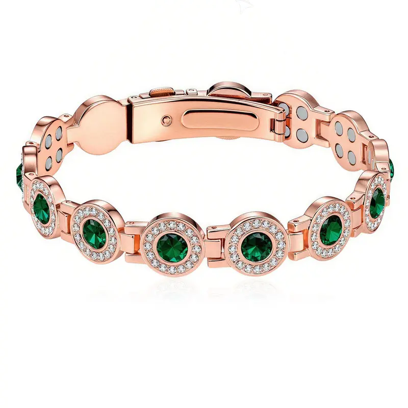 September Laurel Magnetic bracelet for women, adjustable in length with a secure clasp, featuring high-quality multi-facet crystal inlays Christmas Gift