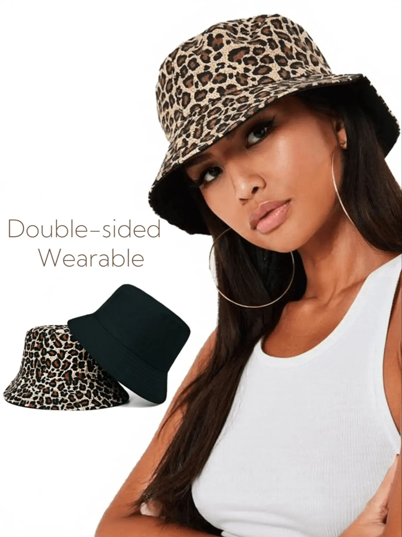 Women's Reversible Leopard Print Bucket Hat, Lightweight Sun Hat, Polyester Outdoor Headwear, Casual Outdoor Daily Wear, Stylish Animal Pattern Cap for Ladies, High Quality Hat, Perfect for Everyday Use, Fashionable Hats