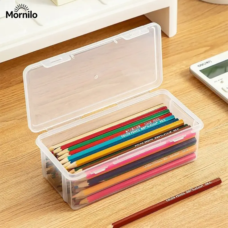 1pc Large Clear Storage Box with Lid, Transparent PP Organizer Bin for Office Supplies, Craft Storage, Marker & Pencil Organizer, Small Parts Container, Stackable Storage Case, Home Organization, Desk Organizer, Classroom Essentials, Dorm Room Must Haves