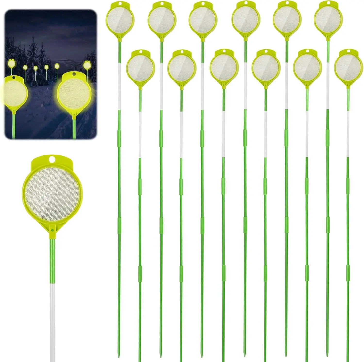 12 count Reflective Driveway Markers, 48 Inch Double Sided Driveway Markers Reflectors for Snow Plowing Markers, Driveway, Walkways, Parking, Lots (Green)