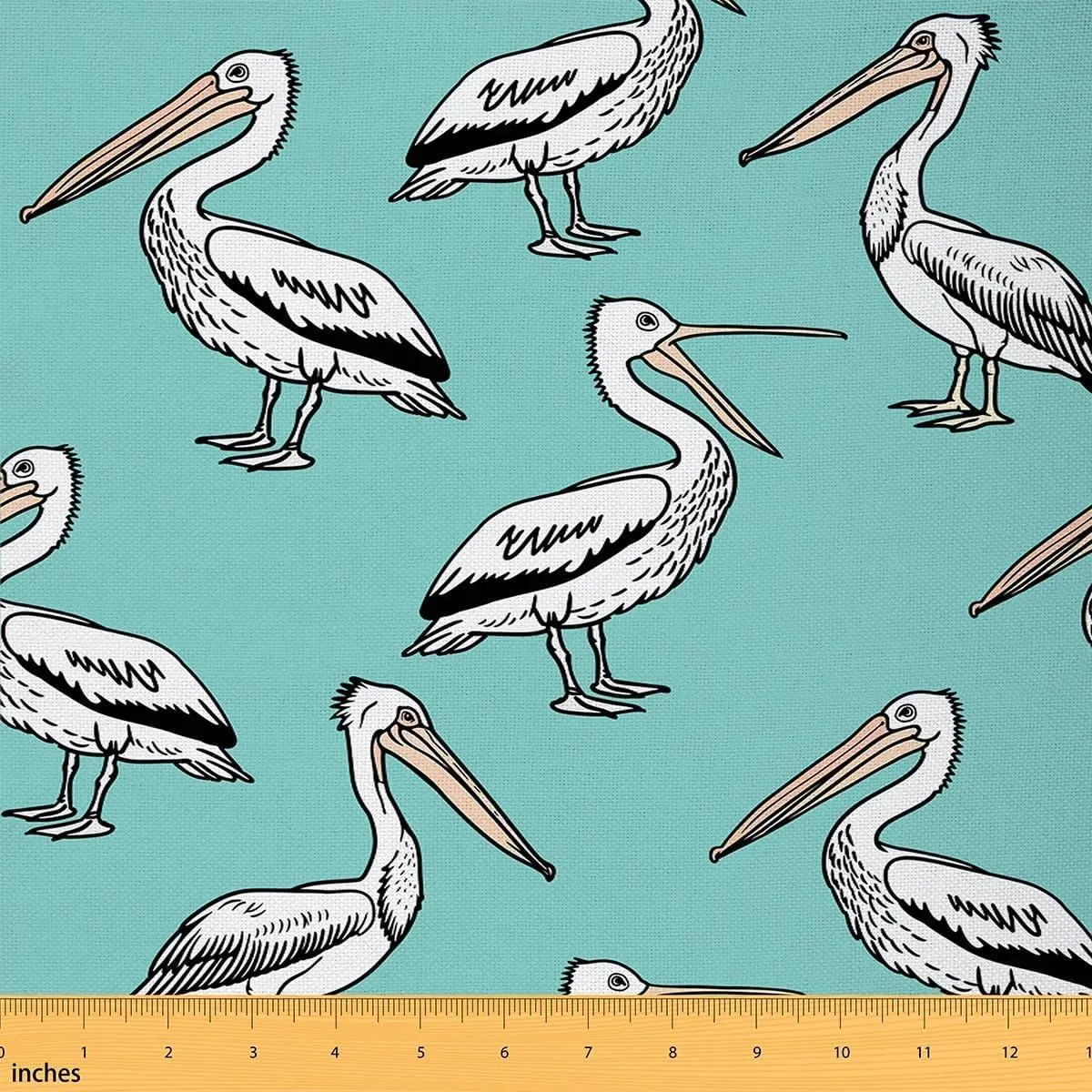 Pelican Fabric Cute Bird Animal DIY Sewing Craft Hobby Fabric Sky Blue Watercolor Graffiti Decorative Fabric Soft Flannel Polyester No Stretch