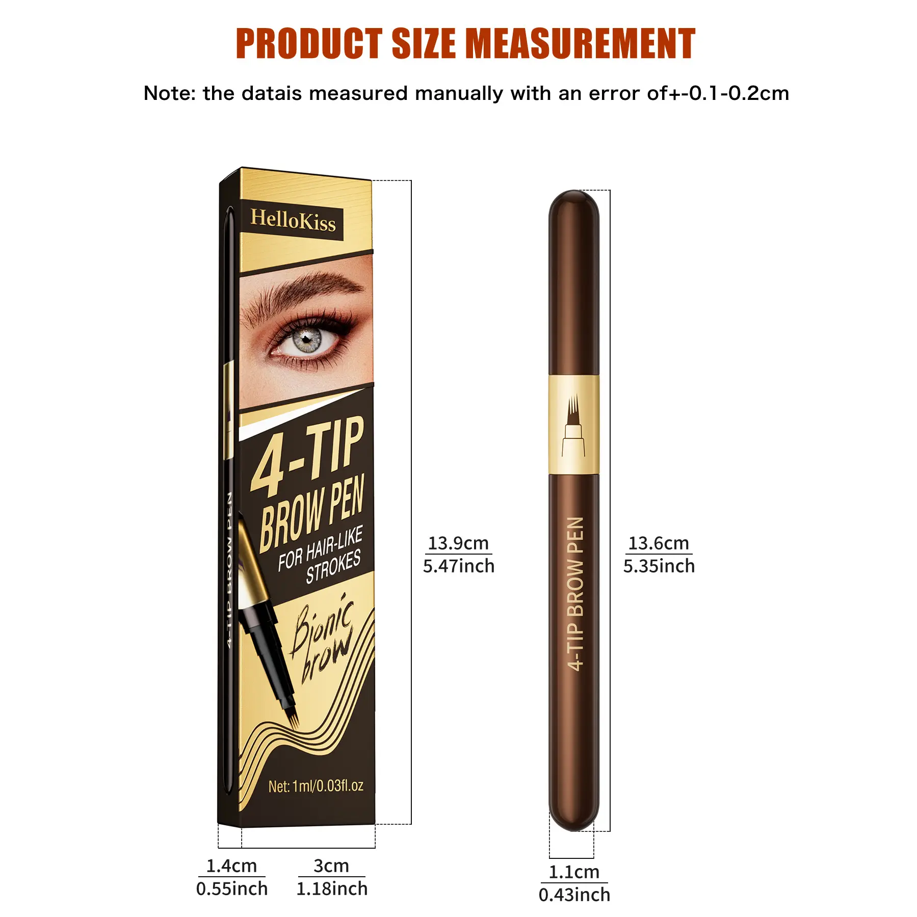 Microblading Eyebrow Pen with 4-Prong Micro-Fork Tip Applicator, Smudge-Proof All-Day Wear, Natural Brow Lift Effect, Dark Brown (Beauty & Personal Care Eyebrow Product)