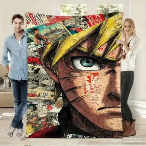 Naruto Print Flannel Blanket, Soft Warm Anti-Pilling, Throw Blanket for Bed Sofa Air Conditioning, Ideal Gift
