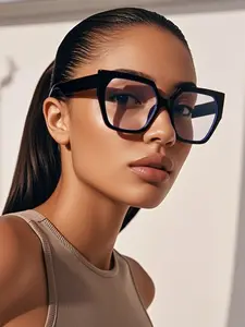 Women's Large Square Frame Glasses, Fashionable Bare-Faced Design, Versatile Stylish Accessory, Perfect Fit for Daily Wear, Square Frame Eyeglasses, Stylish Square Frames, Square Frame Eyewear, Trendy Casual Glasses