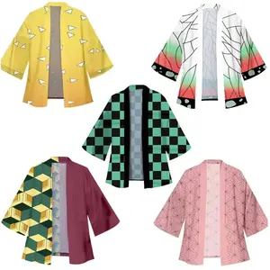 Anime Tanjirou Kamado Cosplay Kimonos for Men Women Japanese Haori Kamade Nezuko Robe Outfits Kochou Shinobu Kimono Summer Cloak