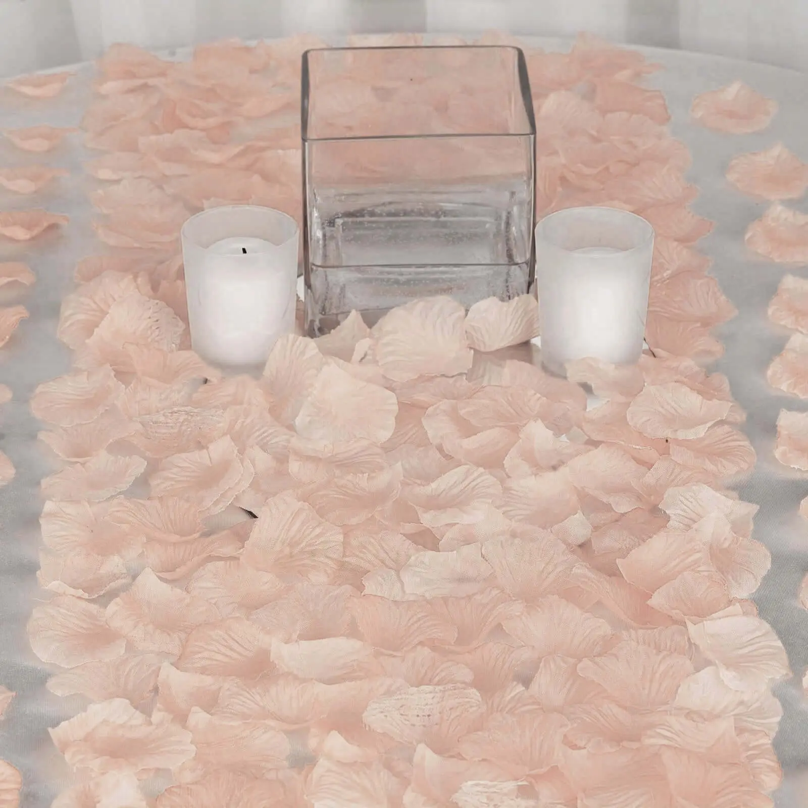 500-Pack Silk Rose Petals Confetti Peach Round Design - Decorative Table Scatters
