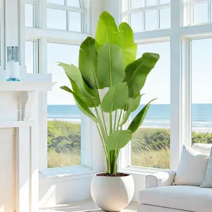 5.25ft Artificial Bird of Paradise Plant - Lifelike Tropical Palm Tree with 10 Realistic Silk Leaves, Perfect for Indoor Decor in Living Rooms, Bedrooms, Offices, and More