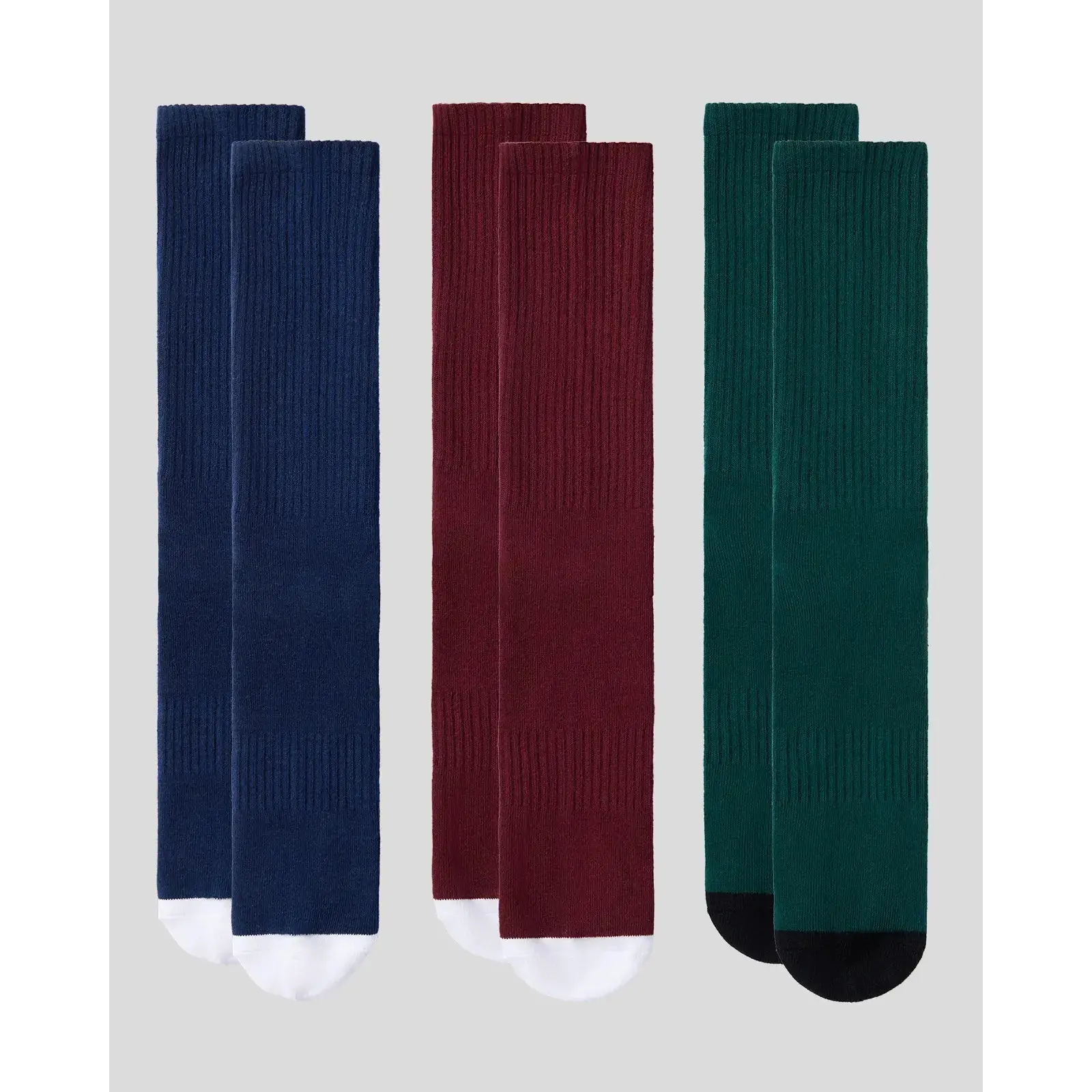 PSD Unisex Dark Tones Logo Crew Sock 3 Pack - Mid Weight Crew Socks for Men and Women
