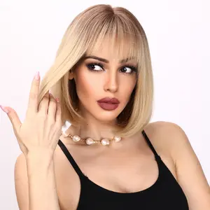 【Rosalie】 Straight Bob Wig - Blonde and Ombre Gradient - 14 Inch | SM167 | Popinrow