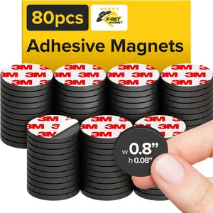 Hyper-Sticky Magnets with Adhesive Backing-(0.8'' x 0.08'', 80 pcs) Strong Magnetic Dots For Whiteboard For Fridge For Crafts - Easy-to-Cut Stickers for Planning and Organization