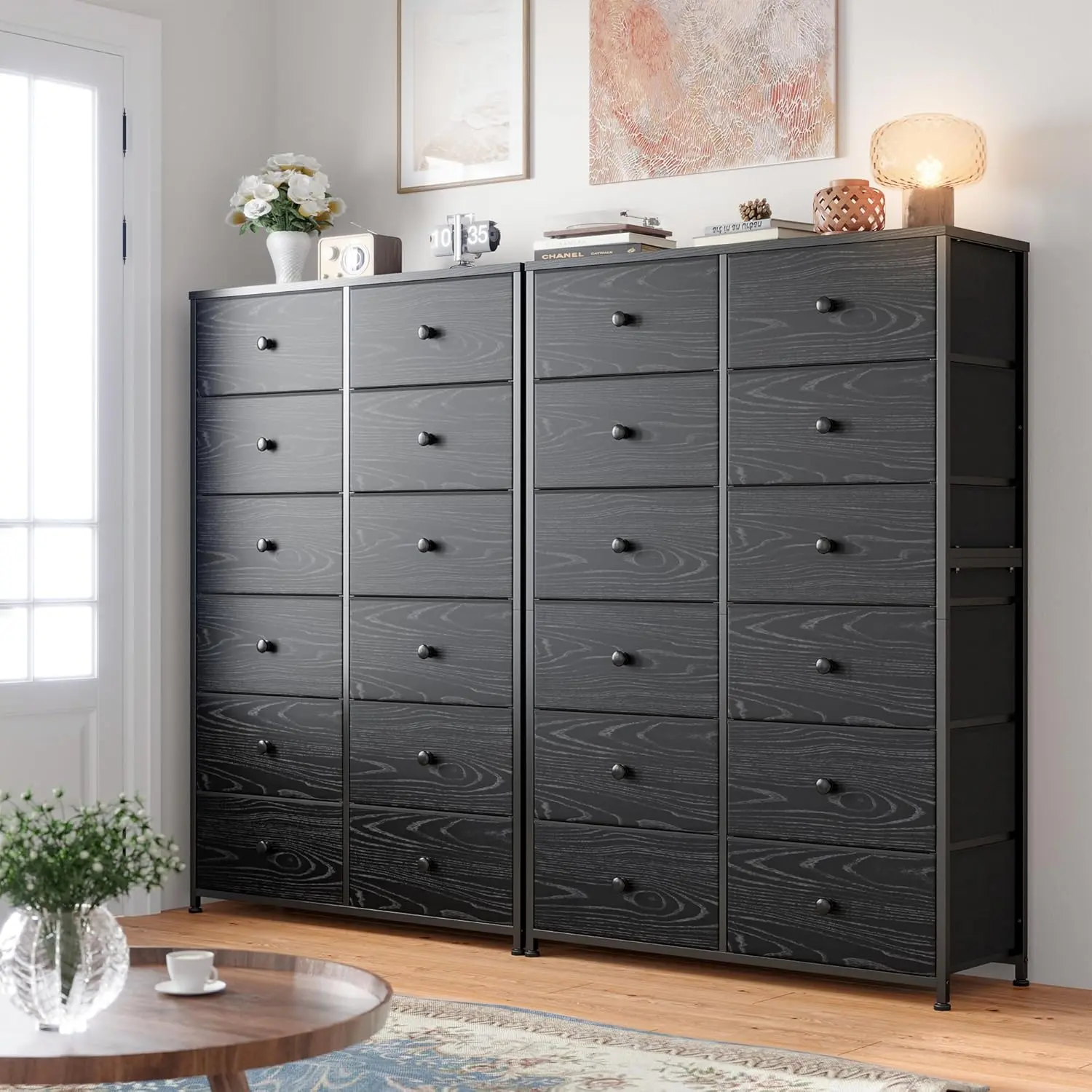 【Dealsforyoudays】RaybeeFurniture 52.3"H Tall Fabric Dresser with 12 Drawers, Large Double X Support Design, Rust-Proof Metal Frame, Waterproof Wood Top, Easy Assembly, Multi-Functional Storage Organizer for Bedroom, Living Room, Entryway