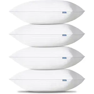 Pillows King Size Set of 4, Cooling Hotel Quality Bed Pillows with Soft Down Alternative Fill for Side Back and Stomach Sleepers - 4 Pack, King, 19x34 Inches