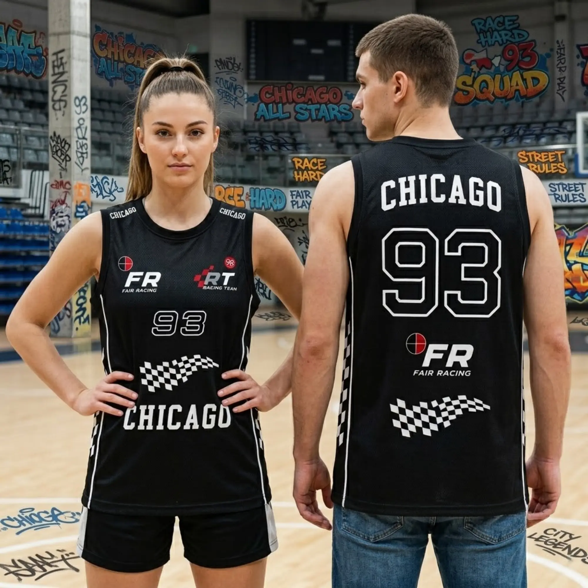 Black Number 93 Racing Basketball Jersey, Unisex Sleeveless Sports Tank Top, Checkered Flag Graphic Athletic Shirt, Retro Motorsport Streetwear, Breathable Game Day Jersey, Casual Racing Inspired Gift for Men and Women