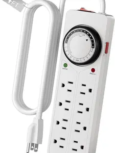 BN-LINK 8 Outlet Surge Protector with Mechanical Timer (4 Outlets Timed, 4 Outlets Always On) - White