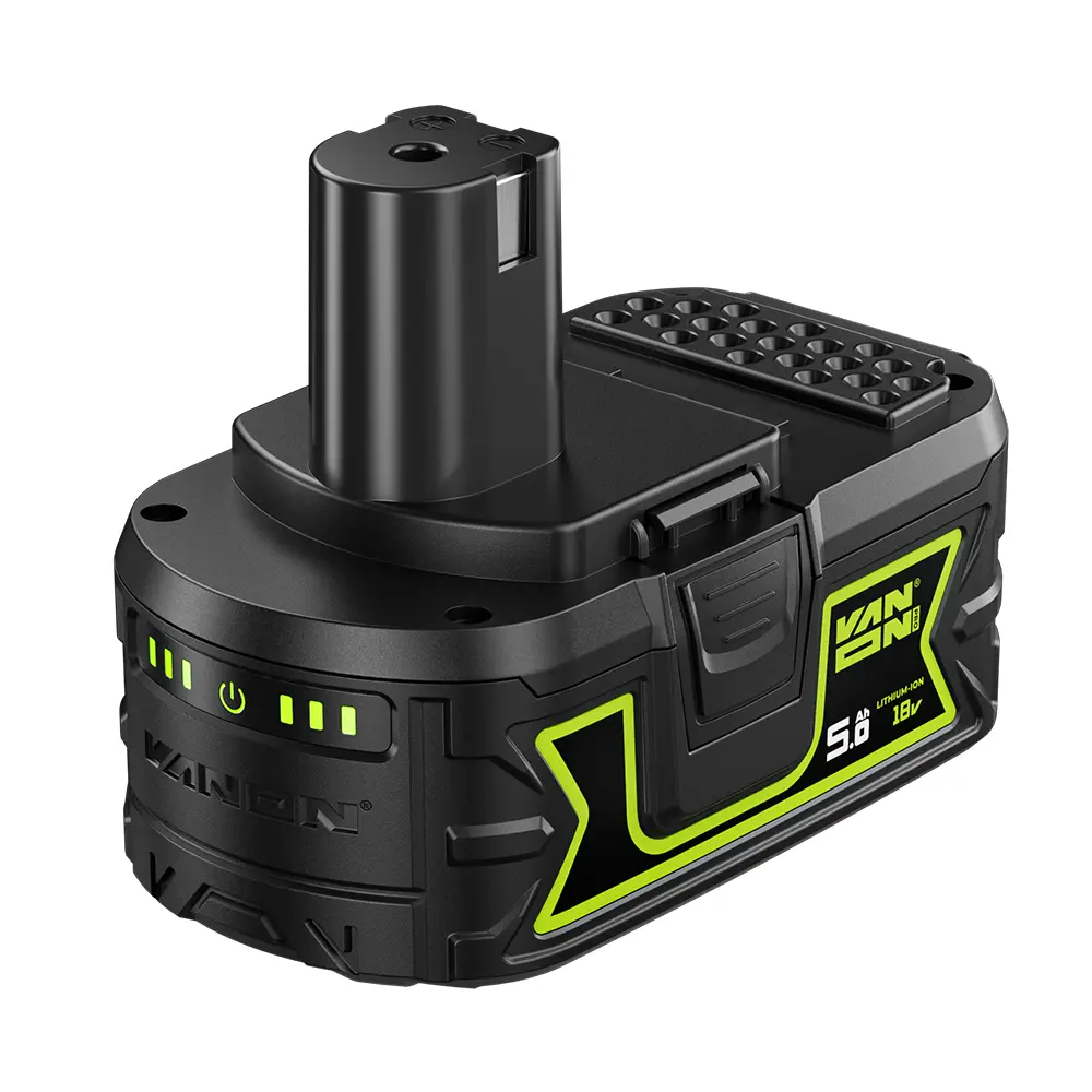 VANON PRO 5.0Ah Lithium Ion Batteries - 18650 Cells, 33% Longer Run-Time, IEC62133 Certified, 1+ 18V Ready Replacement for Ryobi 18V P108 Cordless Power Tools & Devices, One+ 18V Ready
