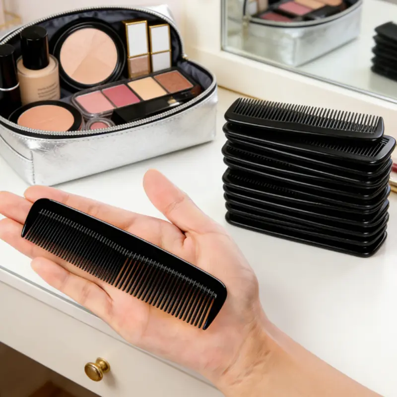 12 Pack Black Fine Tooth Pocket Hair Combs, Durable Plastic Hand Combs Portable Travel Mini Styling Comb Set for Women Men Salon Barber Hotel Daily Hairdressing Tools Bulk Supply，Durable Plastic、Portable Travel Mini，Bulk Supply