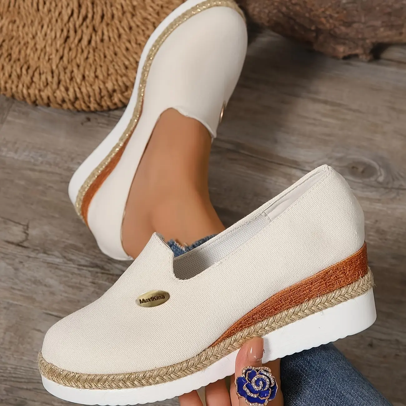 Women’s Platform Loafers, Slip On Espadrille Shoes, Comfortable Lightweight Casual Shoes for Outdoor Walking