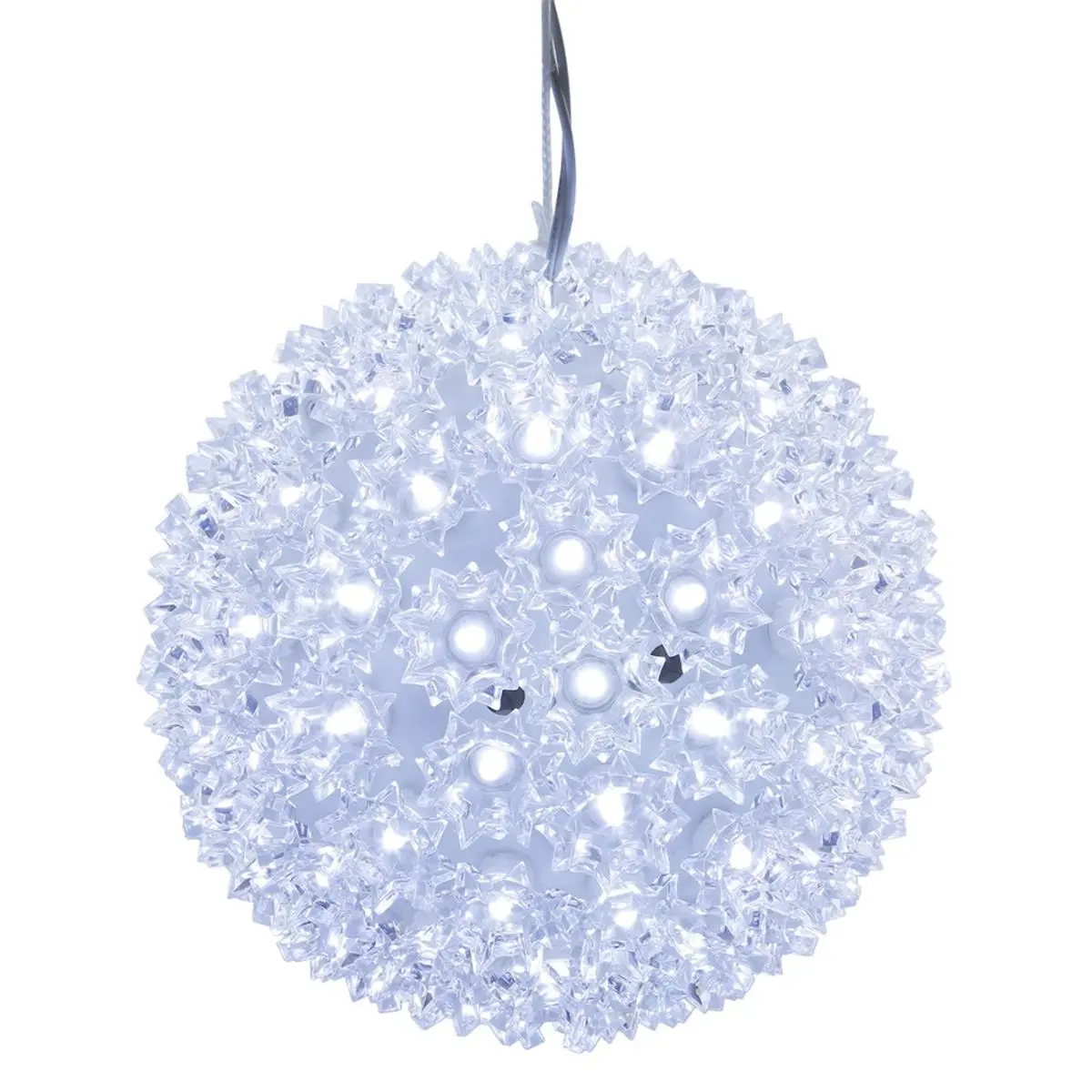 212 MAIN 6 in. Luminous Round Sphere-Shape Starlight Christmas Ornament, 50 Cool White Wide-Angle LED Lights, Festive Decorations, Home Decor Ornaments