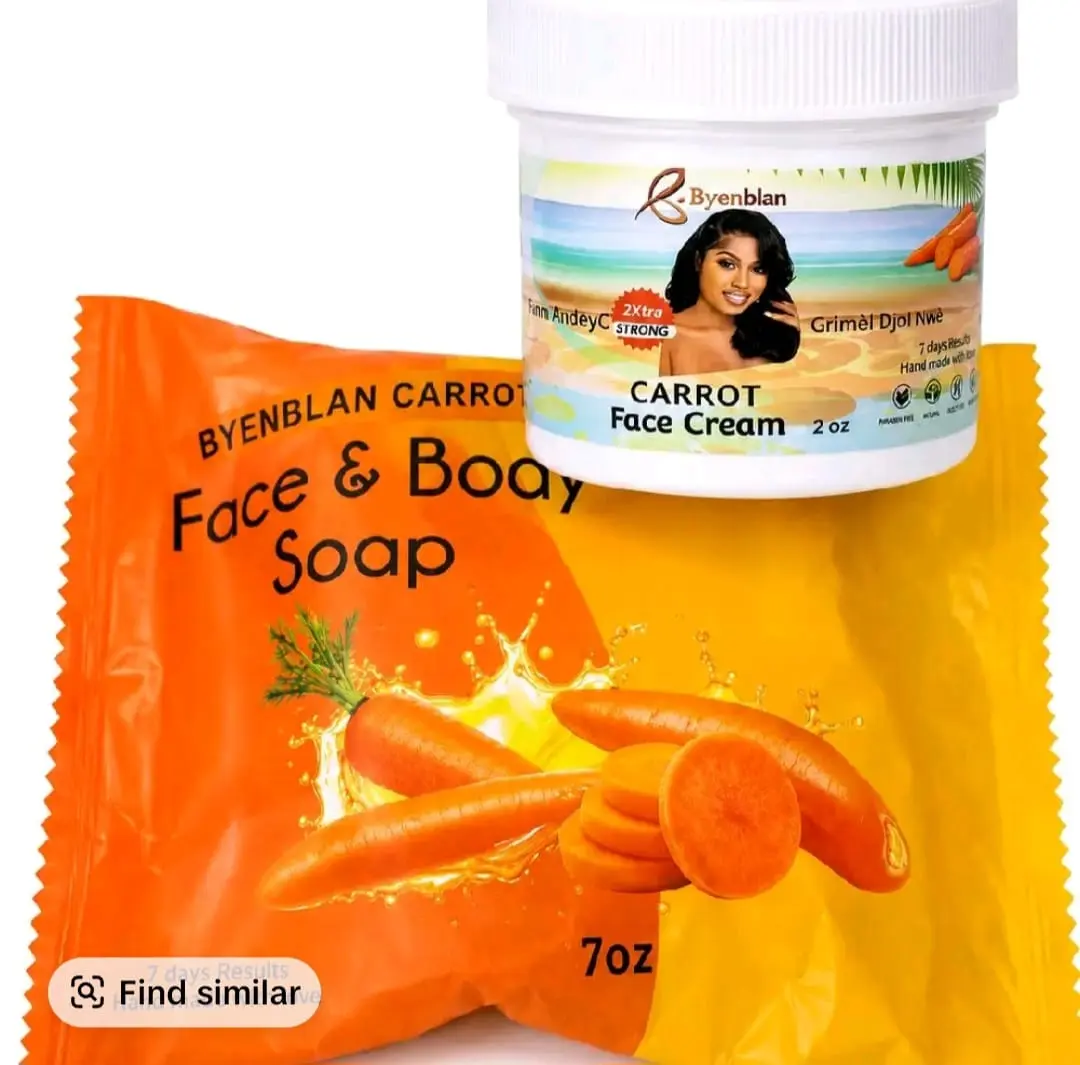 Byenblan Carrot Face & Body Soap 7oz and Face Cream 2 oz