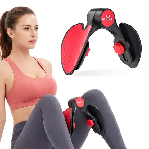 RELIFE Adjustable Thigh Trainer - Desk-Fit Compact, Steel-Spring Power, High-Elasticity Springs, Low Noise, Portable, Ergonomic, 360° Adjustable Rotating Panels, Home Use, Flexible Daily Use, Added Variety in Home Activities (Black, Pink, Purple)