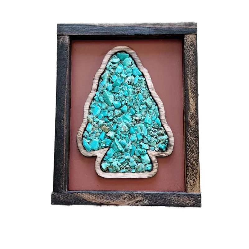 Rustic Turquoise Arrowhead Home Decor Bedroom Decor with Natural Turquoise Accents and Natural Wood Frame