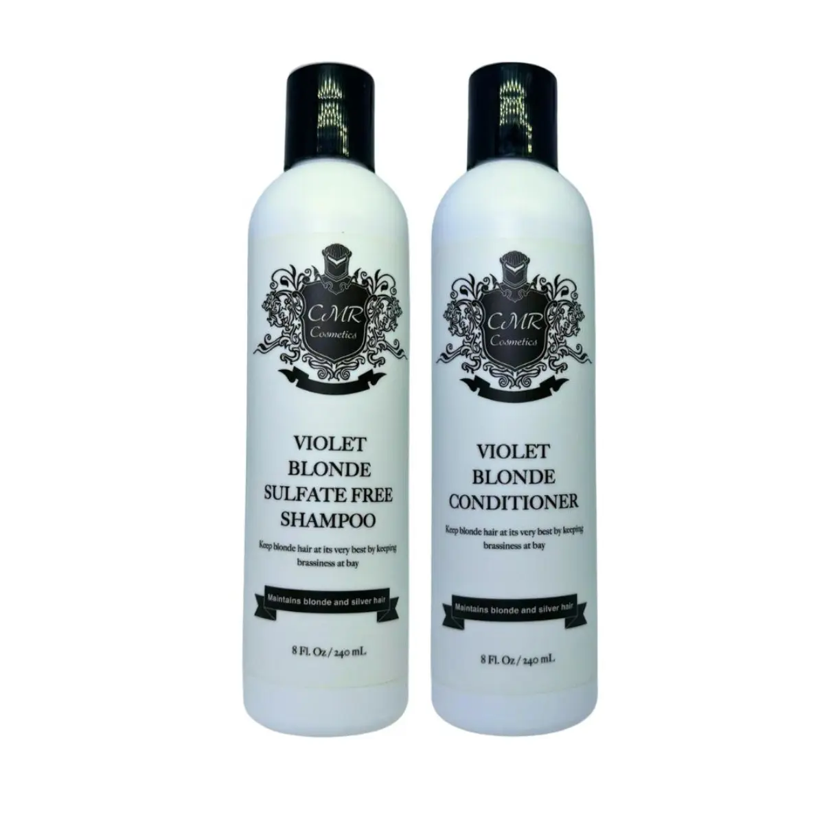 CMR Cosmetics Violet Blonde Hair Care Kit - Sulfate-Free Shampoo & Conditioner Set for All Hair Types, Enhances Blonde & Silver Tones, Brightens & Conditions, Perfect for Natural & Color-Care Hair