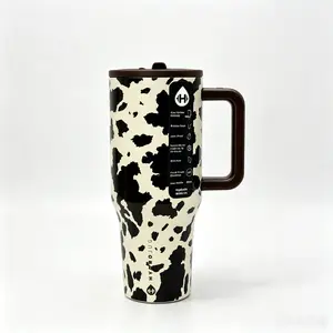HydroJugs 40oz Stainless Steel Insulated Vacuum Flask with Cute Black White Cow Pattern, Leak-Proof Portable Travel Drinkware, 24H Cold Retention, Ideal for Coffee & Water, Water Bottles Pirate Skull Tumbler insulation heavy metal lover gift cartoon el