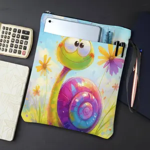 1PC Colorful  Snail Print Book Cover with Zipper Closure - Book Protector & Storage Bag, Front Pocket for Students, Teachers, Office Supplies, Book Accessories